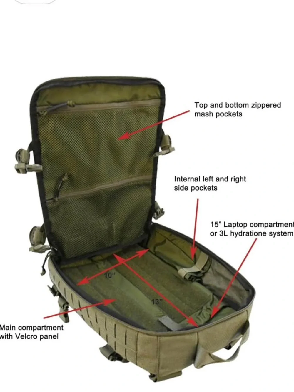 Outdoor laptop backpack ranger green new